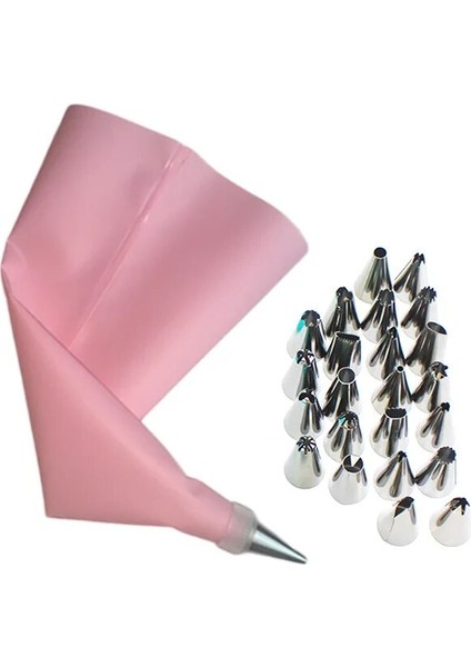 Pembe-26 Adet Tarzı Et Silikon Kek Süsleme Araçları Mutfak Pişirme Aksesuarları Silikon Buzlanma G Kremalı Pasta Torbası Nozul Dönüştürücü Aracı (Yurt Dışından)
