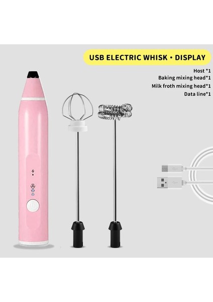 Pembe Stil 3 Modu Taşınabilir Elektrikli Süt Köpürtücü USB Şarjlı Köpük Makinesi Çırpma El Köpürtücü Içecek Mikseri Kahve Köpürtme Değnek (Yurt Dışından)