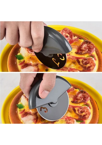 Siyah Stil Paslanmaz Çelik Yuvarlak Tekerlek Kesme Bıçağı Pizza Kapaklı Rulet Rulo Hamur Pizza Dilimleme Kesici Pişirme Aksesuarları Araçları (Yurt Dışından) fiyatları