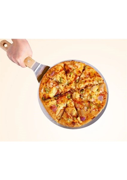 Toplam Uzunluk 23,5 cm Stil Haşlanma Önleyici Pizza Kürekleri Ahşap Saplı Yuvarlak Yüksek Li Paslanmaz Çelik Kek Kürek Pişirme Aracı Mutfak Aksesuarları (Yurt Dışından)