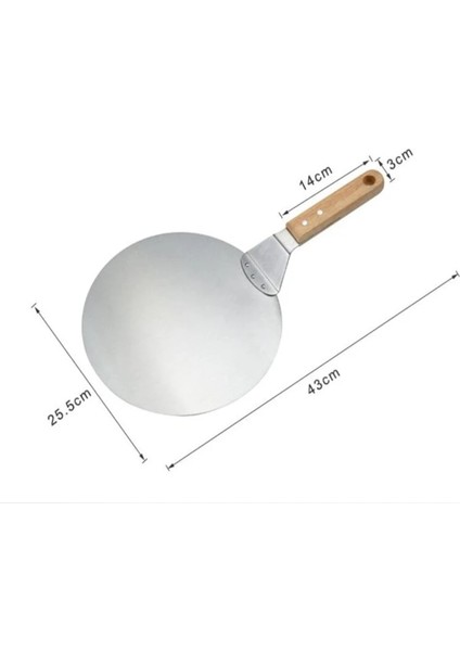 Toplam Uzunluk 23,5 cm Stil Haşlanma Önleyici Pizza Kürekleri Ahşap Saplı Yuvarlak Yüksek Li Paslanmaz Çelik Kek Kürek Pişirme Aracı Mutfak Aksesuarları (Yurt Dışından)