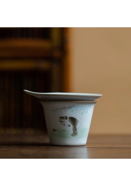 No.1 Tarzı Chanshova Çin Tarzı Crackle Seramik Çay Iffilters Aksesuarları Çay Süzgeci Filtre Çay Bardağı 2 Parçalı Set Ru Fırın Porselen H528 (Yurt Dışından)