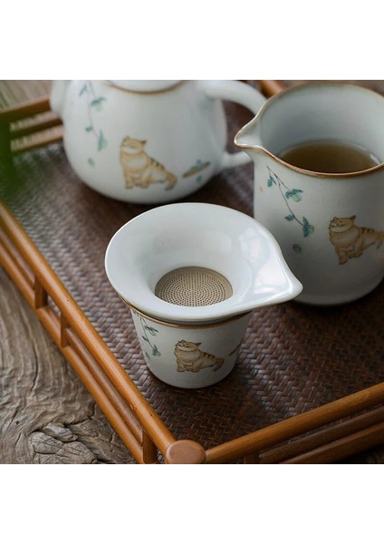 No.1 Tarzı Chanshova Çin Tarzı Crackle Seramik Çay Iffilters Aksesuarları Çay Süzgeci Filtre Çay Bardağı 2 Parçalı Set Ru Fırın Porselen H528 (Yurt Dışından) modelleri