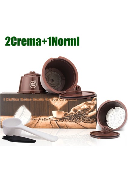 2 Krema 1 Normal Stil Icafilas Kapsül Dolce Gusto Yeniden Kullanılabilir Dolci Gusto Için Paslanmaz Mesh Filtre Doldurulabilir Kapsül Crema Plastik Kahve Filtresi (Yurt Dışından)