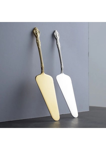 Altın Tarzı 304 Paslanmaz Çelik Kabartmalı Saplı Kek Spatula Yaratıcı Saray Retro Ekmek Bıçağı Pizza Bıçağı Spatula Pişirme Ev (Yurt Dışından) modelleri