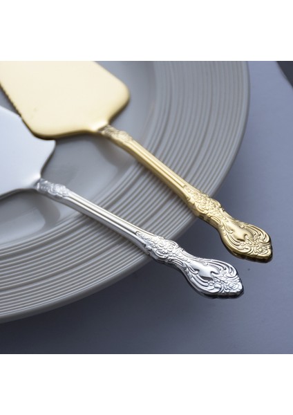 Altın Tarzı 304 Paslanmaz Çelik Kabartmalı Saplı Kek Spatula Yaratıcı Saray Retro Ekmek Bıçağı Pizza Bıçağı Spatula Pişirme Ev (Yurt Dışından) indirimleri