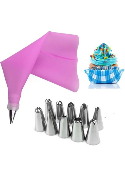 Pembe Tarzı Et Dıy Silikon Buzlanma G Krem Pasta Torbası Paslanmaz Çelik Nozul Dönüştürücü Mutfak Pişirme Pasta Kek Dekorasyon Araçları (Yurt Dışından)