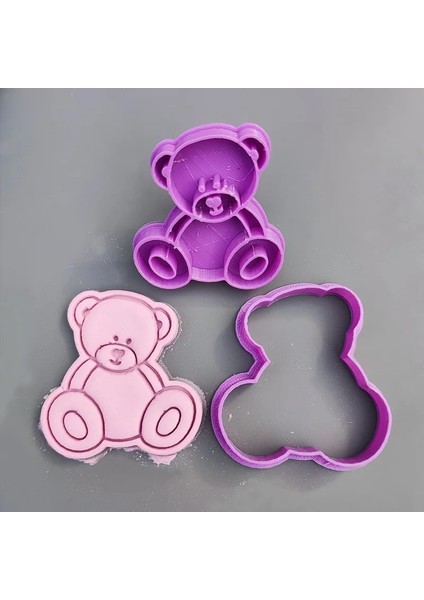N0047 Ayı 9cm Stili Güzel Oturan Bebek Ayı Kurabiye Kesici ve Bebek Doğum Günü Için Pul Fondan Pasta Süsleme Cupcake Top Cakepop Lolipop (Yurt Dışından)