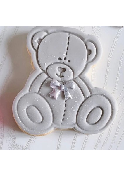 N0047 Ayı 9cm Stili Güzel Oturan Bebek Ayı Kurabiye Kesici ve Bebek Doğum Günü Için Pul Fondan Pasta Süsleme Cupcake Top Cakepop Lolipop (Yurt Dışından)