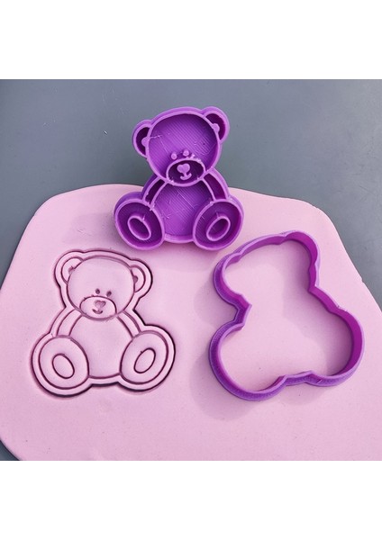 N0047 Ayı 9cm Stili Güzel Oturan Bebek Ayı Kurabiye Kesici ve Bebek Doğum Günü Için Pul Fondan Pasta Süsleme Cupcake Top Cakepop Lolipop (Yurt Dışından)