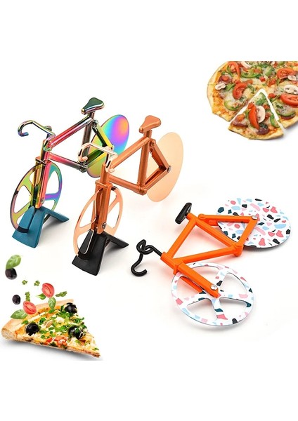 A01 Stili Bisiklet Pizza Kesici Tekerlek Paslanmaz Çelik Bisiklet Rulo Pizza Chopper Dilimleme Mutfak Gadget Bıçakları Waffle Çerezler Için Tekerlek Kullanımı (Yurt Dışından)