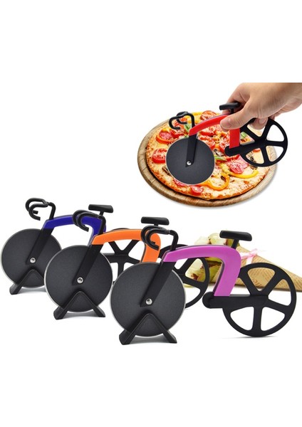 A01 Stili Bisiklet Pizza Kesici Tekerlek Paslanmaz Çelik Bisiklet Rulo Pizza Chopper Dilimleme Mutfak Gadget Bıçakları Waffle Çerezler Için Tekerlek Kullanımı (Yurt Dışından)