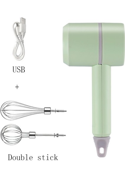 Yeşil Stil Gıda Mikser USB Kablosuz Taşınabilir El Elektrikli Mutfak Blender 3 Hız Yüksek Güçlü Hamur Blender Yumurta Çırpıcı El Mikser (Yurt Dışından)