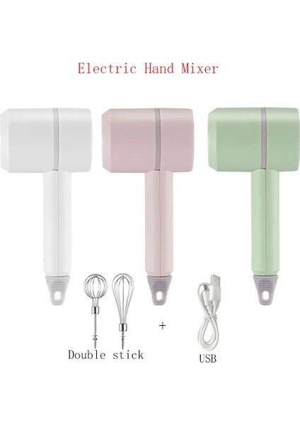 Yeşil Stil Gıda Mikser USB Kablosuz Taşınabilir El Elektrikli Mutfak Blender 3 Hız Yüksek Güçlü Hamur Blender Yumurta Çırpıcı El Mikser (Yurt Dışından)