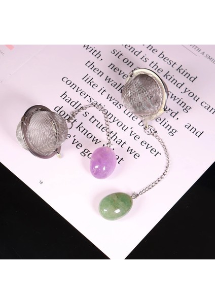 Kaplan Gözü Stili Doğal Kristal Cilalı Taş Kolye Paslanmaz Çelik Çay Demlik Örgü Yeniden Kullanılabilir Çay Baharat Güveç Süzgeç Çay Topu Süzgeç (Yurt Dışından) fırsatları