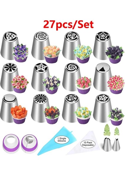 27 Adet Tarzı Ream Nozullar Seti Kek Dekorasyon Araçları Russiag Kek Aracı Için Ipuçları G Pasta Torbası Pasta ve Fırın Aksesuarları (Yurt Dışından) fiyatları