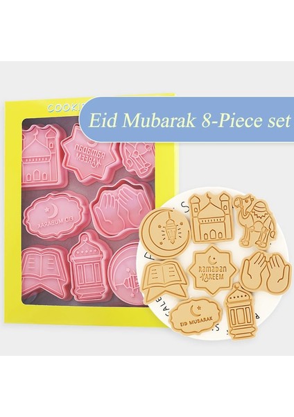 Set-B Stili 8 Adet Eid Mubarak Kurabiye Kesiciler Set Islam Müslüman Bisküvi Kalıp Ay Yıldız Damga Dıy Kek Pişirme Araçları Ramazan Kareem Dekorasyon (Yurt Dışından) modelleri