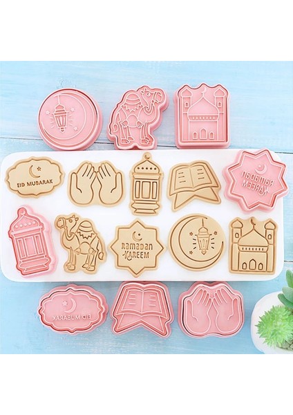Set-B Stili 8 Adet Eid Mubarak Kurabiye Kesiciler Set Islam Müslüman Bisküvi Kalıp Ay Yıldız Damga Dıy Kek Pişirme Araçları Ramazan Kareem Dekorasyon (Yurt Dışından) indirimleri