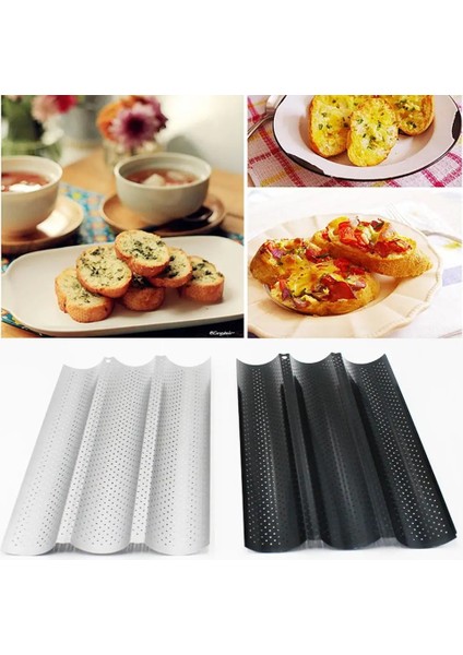 B Tarzı Yapışmaz Delikli Baget Tava 3 Dalga Somun Fırında Kalıp Tost Pişirme Fırıncılar Fransız Ekmek Pişirme Için Oluk Fırın Tost Makinesi Pan (Yurt Dışından)