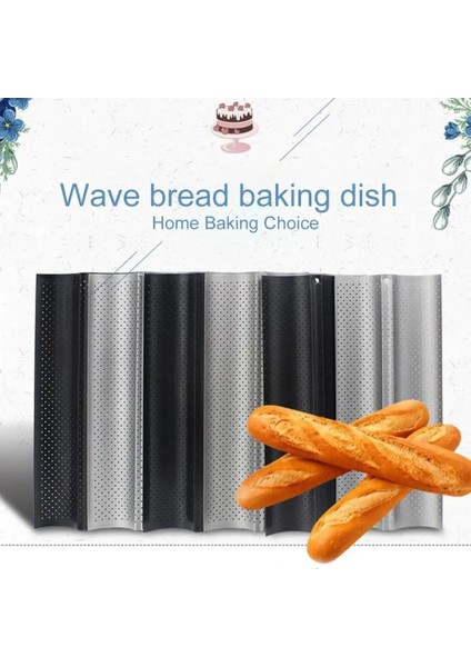 B Tarzı Yapışmaz Delikli Baget Tava 3 Dalga Somun Fırında Kalıp Tost Pişirme Fırıncılar Fransız Ekmek Pişirme Için Oluk Fırın Tost Makinesi Pan (Yurt Dışından)
