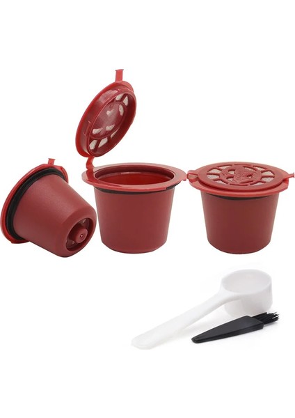 Koyu Gri Tarzı 3 Adet Nespresso Doldurulabilir Kahve Kapsül Fincan Yeniden Kullanılabilir Kahve Kapsül Kaşık Fırça Kahve Filtreleri Kahve Aksesuarları (Yurt Dışından)