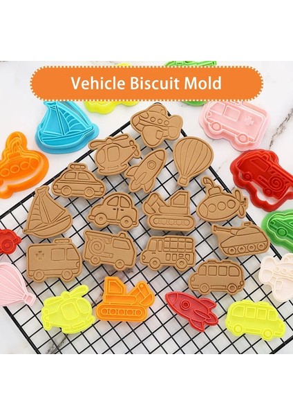 12 Itfaiye Aracı Stili Karikatür Araba 3D Çerez Kesiciler Araba Kamyon Denizaltı Helikopter Bisküvi Damga Kalıp Piston Dıy Pişirme Kalıp Kek Dekorasyon Araçları (Yurt Dışından) modelleri