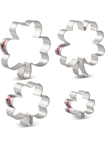 4pc Tarzı Kenıao Dört Yapraklı Yonca Shamrock Kurabiye Kesici - 4 Farklı Boyut - Aziz Patrick Günü Bisküvi Ekmek Kalıpları - Paslanmaz Çelik (Yurt Dışından)