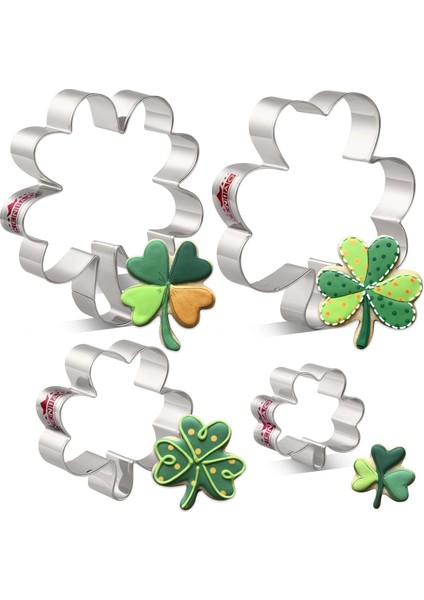 4pc Tarzı Kenıao Dört Yapraklı Yonca Shamrock Kurabiye Kesici - 4 Farklı Boyut - Aziz Patrick Günü Bisküvi Ekmek Kalıpları - Paslanmaz Çelik (Yurt Dışından) fiyatları
