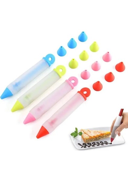 Kırmızı Stil Pasta Kreması Çikolata 4 Nozullu Dekorasyon Kalemi Çerez Buzlanma G Şırınga Silikon Gıda Yazma Kalemi Tatlı Dıy Kek Için (Yurt Dışından) fırsatları