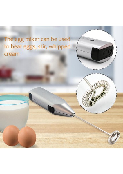 Gümüş Tarzı 1 Adet Mini Kolu Elektrikli Karıştırıcı Pratik Sütlü Içecek Kahve El Çırpma Mikser Elektrikli Yumurta Çırpıcı Frother Foamer Mutfak Aracı (Yurt Dışından)