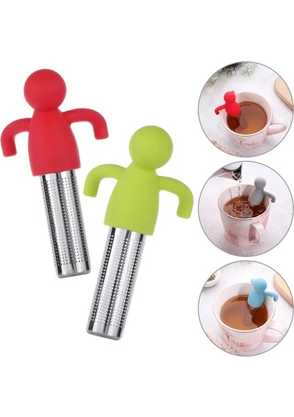 Yeşil Stil Silikon Çay Süzgeci Küçük Adam Şekli Çay Demlik Filtre Bira Yapımı Çaydanlık Poşetleri Çay Bardağı Dekorasyon Mutfak Aksesuarları (Yurt Dışından) fiyatları