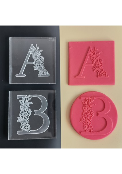 7cm Tarzı Flora Harfler Deluxe Damga Çerez Damgası Akrilik Mühür Deluxe Damga Kabartma Damga Çerez Kalıbı Stereoskopik Desen Kalıp (Yurt Dışından) fiyatları