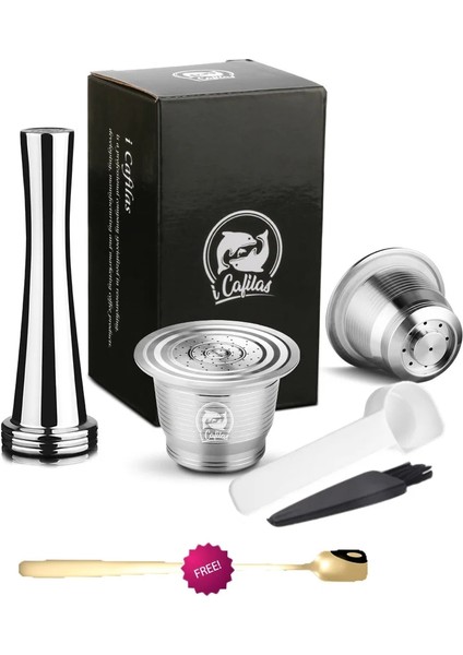 2 Kapsül 1 Kurcalama Stili Nespresso Paslanmaz Çelik Kahve Filtreleri Crema Için Icafilas Refillabe Kahve Kapsülü (Yurt Dışından)