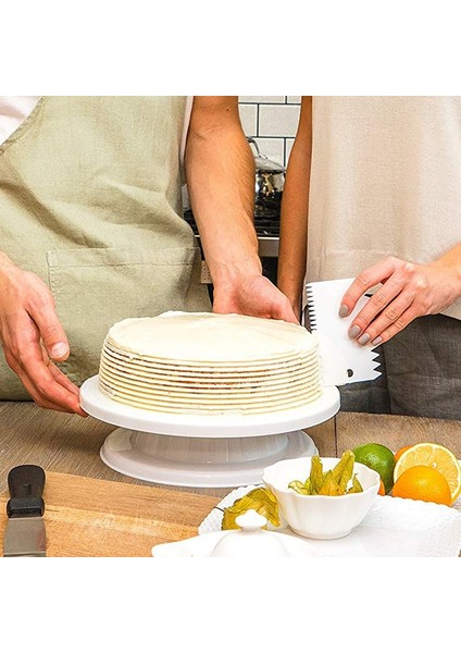 Beyaz Stil Mutfak Aksesuarları Kendin Yap Pişirme Aletleri Kek Aletleri Döner Tabla Döner Plastik Hamur Bıçağı Kek Dekorasyon Kremalı Kek Standıturntable (Yurt Dışından) fırsatları