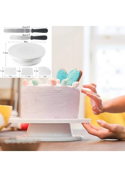Beyaz Stil Mutfak Aksesuarları Kendin Yap Pişirme Aletleri Kek Aletleri Döner Tabla Döner Plastik Hamur Bıçağı Kek Dekorasyon Kremalı Kek Standıturntable (Yurt Dışından) indirimleri