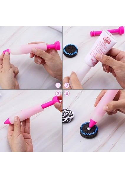 Pembe 1 Adet Tarzı 4 Renk Silikon Gıda Yazma Kalem Kek Dekorasyon Aracı Yeniden Kullanılabilir Çerez Buzlanma Pasta Nozulları Dekorasyon Için Dıy Kişiselleştirilmiş Kek (Yurt Dışından) fırsatları