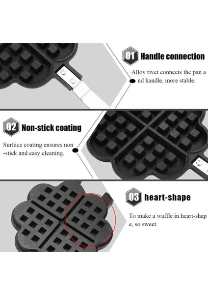 Siyah Stil Zerodis Kalp Şekli Ev Mutfak Gaz Yapışmaz Waffle Makinesi Pan Kalıp Kalıp Pres Plakası Pişirme Aracı Cafe Waffle Pişirme Kalıbı (Yurt Dışından) indirimleri
