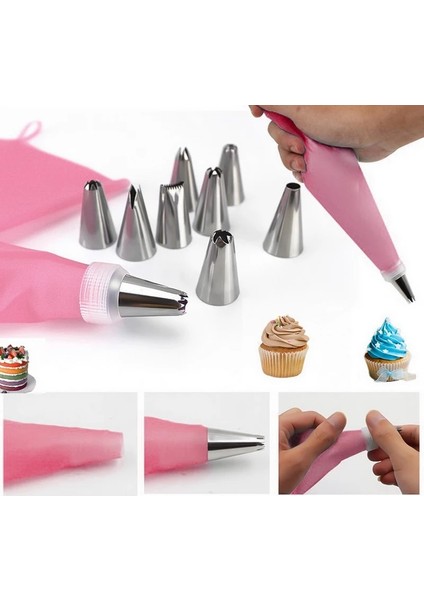 13 Adet Pembe Stil Licone Pastacılık Aleti Mutfak Dıy Buzlanma G Nozulu + Yeniden Kullanılabilir Krem Torbası Kek Dekorasyon Araçları Pasta Torbası Nozulları (Yurt Dışından) modelleri