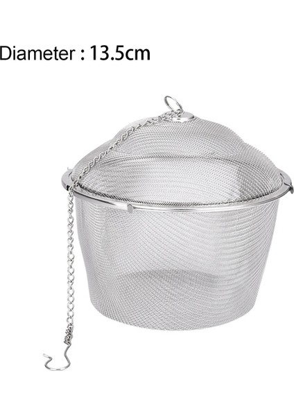 13,5 cm Tarzı Dayanıklı 4 Boyutlu Gümüş Yeniden Kullanılabilir Paslanmaz Örgü Bitkisel Top Çay Baharat Süzgeç Çaydanlık Kilitleme Çay Filtresi Demlik Baharat (Yurt Dışından)