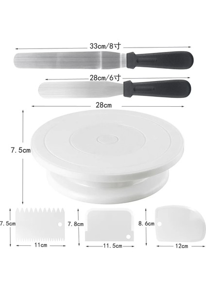 1 Takım Tarzı Dıy Tava Pişirme Araçları Plastik Kek Araçları Döner Tabla Döner Plastik Hamur Bıçağı Kek Dekorasyon Kremalı Kek Standı Döner Tabla (Yurt Dışından)