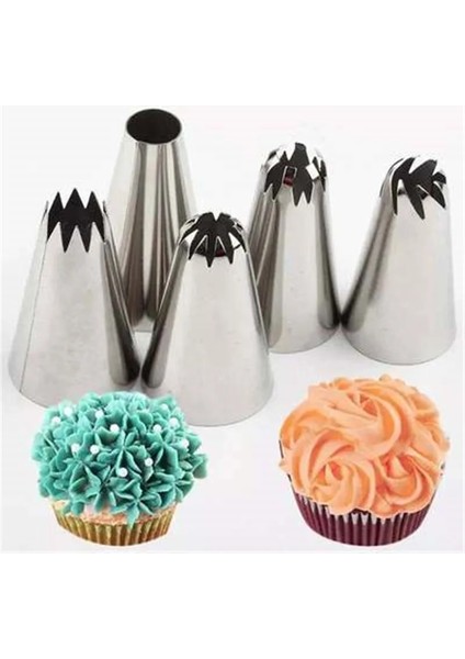 Menekşe Tarzı 6 Adet Çiçek Yaprağı Krem Ipuçları Paslanmaz Çelik Buzlanma G Nozulları Fondan Kek Dekorasyon Memesi Cupcake Dekorasyon Pasta Aracı (Yurt Dışından)