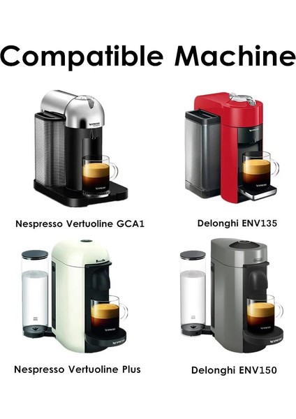 150ML 2 Kapsül Stili 10 Ila 60 Kez Nespresso Vertuo Vertuoline Plus Doldurulabilir Bölmeler Için Gıda Sınıfı Pp Kahve Kapsülünü Kullanarak (Yurt Dışından) indirimleri