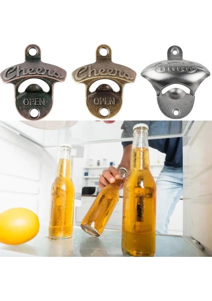 C Stili 1 Paket Montaj Vidaları ile Vintage Görünüm Şişe Açacağı Duvara Monte Rustik Bira Açacağı Seti Mutfak Cafe Barlar Için (Yurt Dışından)