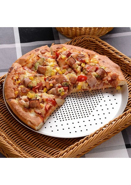 12 Inç Tarzı Alüminyum Pizza Tepsisi Yapışmaz Pizza Fırın Tavası Pizza Tabağı Yemekleri Tutucu Bakeware Mutfak Pişirme Araçları (Yurt Dışından)