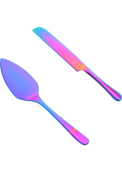 Gökkuşağı Tarzı Paslanmaz Çelik Kek Kürek Kesici Set Peynir Pizza Pasta Pasta Spatulaları Sunuculu Altın Ekmek Bıçağı Pişirme Pişirme Aracı (Yurt Dışından)
