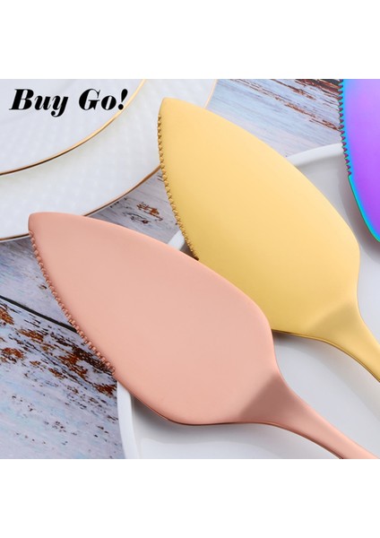 Gökkuşağı Tarzı Paslanmaz Çelik Kek Kürek Kesici Set Peynir Pizza Pasta Pasta Spatulaları Sunuculu Altın Ekmek Bıçağı Pişirme Pişirme Aracı (Yurt Dışından) fırsatları