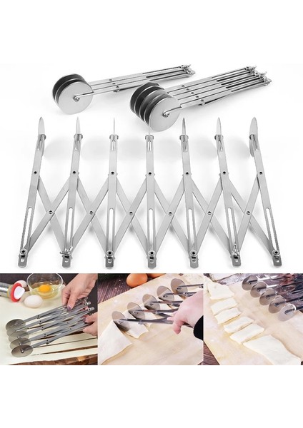 7 Tekerlekli Pizza Kesici Tarzı Paslanmaz Çelik Mutfak Aleti Pizza Kesici Ayarlanabilir Hamur Bölücü Esnek Pizza Rulo Bıçağı Pişirme Aleti Mutfak Aksesuarları (Yurt Dışından) modelleri