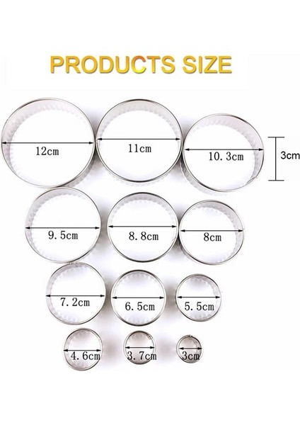 Gümüş Tarzı Paslanmaz Çelik Kenar Yivli Yuvarlak Kurabiye Bisküvi Kesici Seti Ece Dereceli Yüzük Ölçüleri (Yurt Dışından) fırsatları