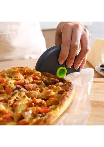 Koyu Haki Stili Paslanmaz Çelik Yuvarlak Tekerlek Kesme Bıçağı Pizza Kapaklı Rulo Hamur Dilimleme Kesici Pasta Mutfak Pişirme Aksesuarları Araçları (Yurt Dışından) fırsatları