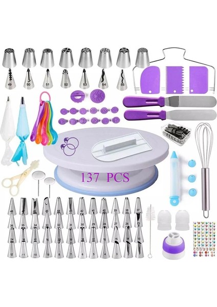 Paket C Stili Et Cake Turntable Cake Decorating Tools Kit Rotary Table Baking Tool G Nozzle G Bag Set Baking Supplies Sets (Yurt Dışından) modelleri